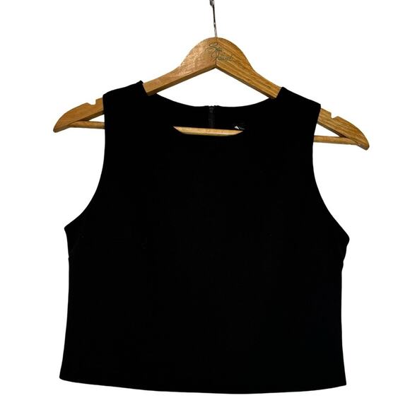 Design Lab Lord & Taylor Black Sleeveless Crop Top Size Medium‎ Back Zipper - Picture 1 of 8